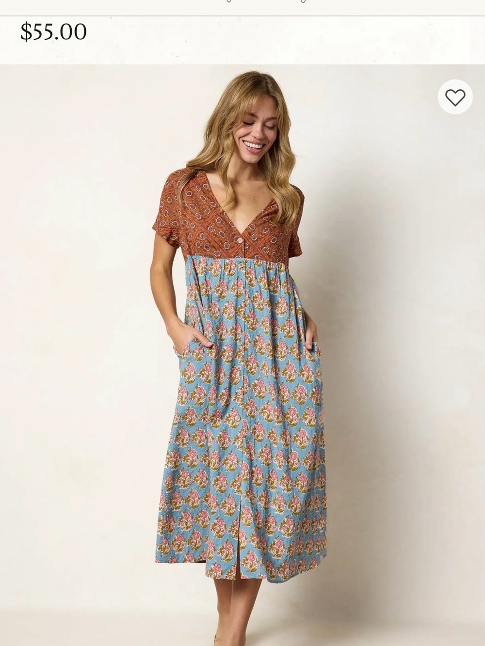 NATURAL LIFE Teal Floral Button-Front Maxi Dress - Picture 8 of 9